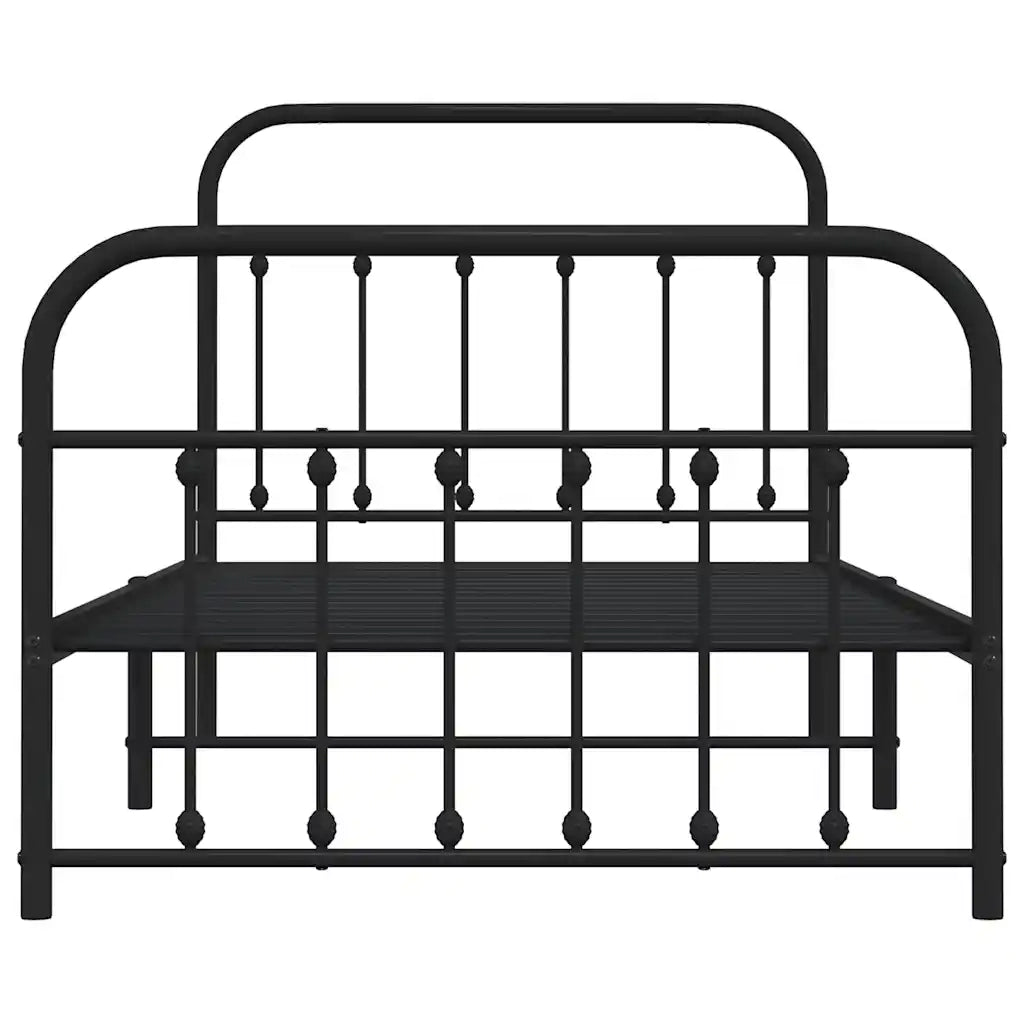 Giroletto con Testiera e Pediera Metallo Nero 100x190 cm 352590