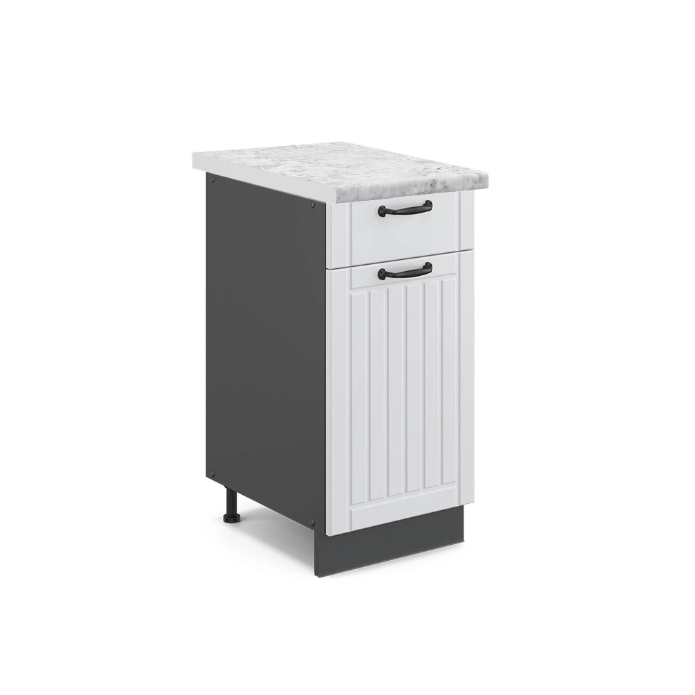 Mobiletto base per cucina Fame-Line Bianco rustico/Antracite 40 cm, PL Marmo Vicco