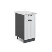 Mobiletto base per cucina Fame-Line Bianco rustico/Antracite 40 cm, PL Marmo Vicco