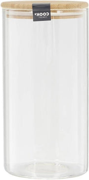 Contenitore di Stoccaggio 12 l Vetro Borosilicato Bamboo Trasparente 103 x 103 x 20 cm - KA4371