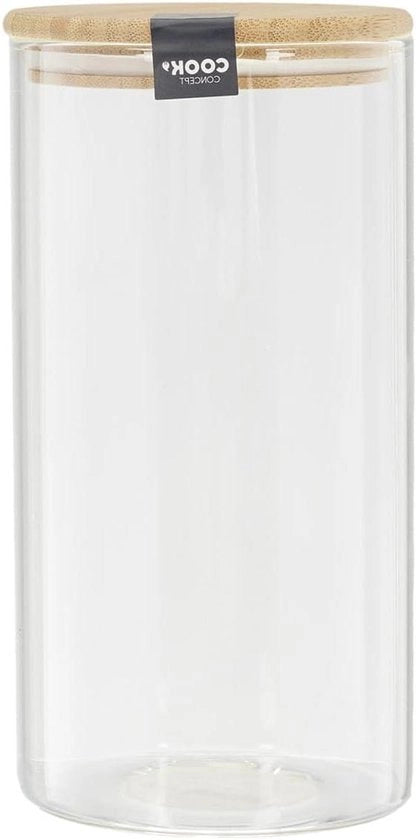 Contenitore di Stoccaggio 12 l Vetro Borosilicato Bamboo Trasparente 103 x 103 x 20 cm - KA4371
