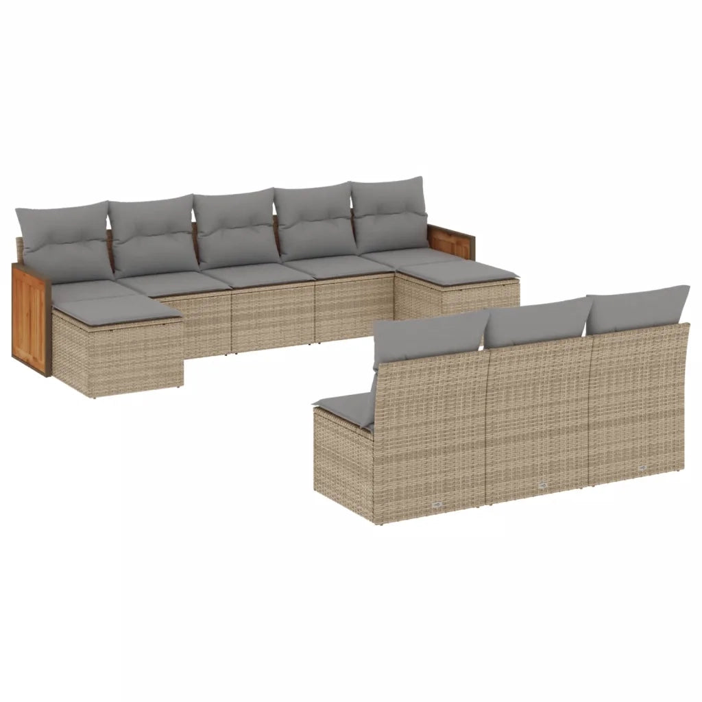 Set Divano da Giardino 10 pz con Cuscini Beige in Polyrattancod mxl 88129