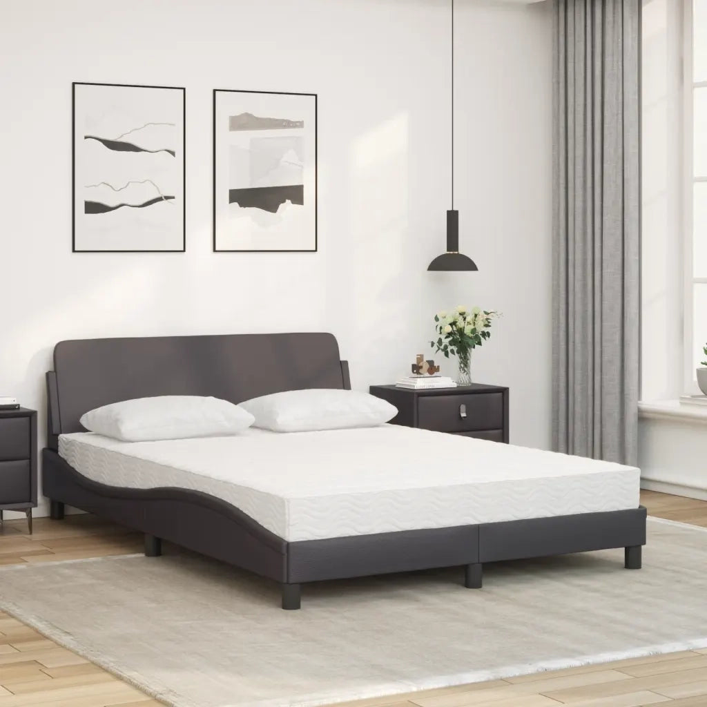 Letto con Materasso Dover Grigio 140x190 cm in Similpelle