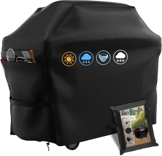 Grillhoes resistenti alle condizioni climatiche, copertura per griglia Oxford, grillhoes impermeabili, robusti e resistenti agli UV, protezione contro l'ossidazione, la ruggine e la muffa (147 x 61 x 117 cm con tasche)