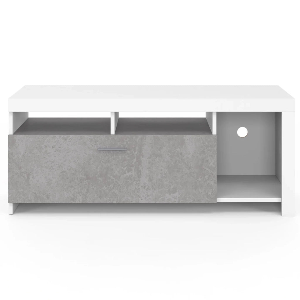 IDMarket - Mueble TV MALO blanco 110 cm y armario de hormigón