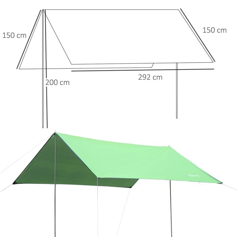 TENDA DA SOLE PORTATILE 3X3 M TENDALINO PARASOLE IMPERMEABILE PER CAMPEGGIO E SPIAGGIA VERDE