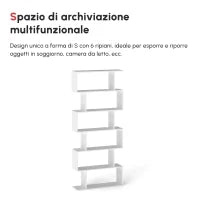 Scaffale Alto con 6 Ripiani, Libreria Scaffalatura in Legno Design Moderno, Bianco 80 × 23 × 192cm