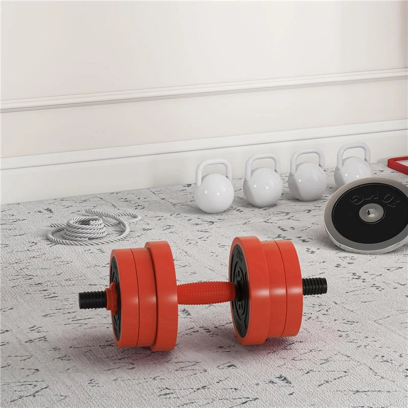 SET PESI DA PALESTRA 4 IN 1 DA 20KG CONVERTIBILE IN KETTLEBELL 2 MANUBRI BILANCIERE E SUPPORTO FLESSIONI ROSSO