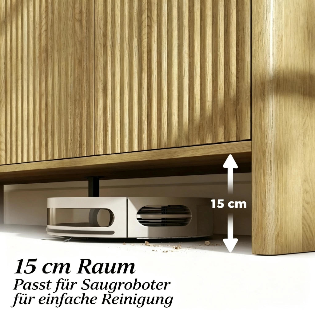 Credenza e madia con 2 ante e ripiani regolabili, finitura effetto rovere, per soggiorno e ingresso, 147 × 40 × 77 cm