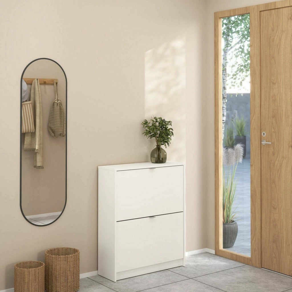 Scarpiera Larry, Mobile portascarpe, Armadio da ingresso multiuso, Mobiletto per calzature, 70x24 h85 cm, Bianco