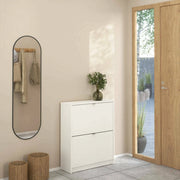 Scarpiera Larry, Mobile portascarpe, Armadio da ingresso multiuso, Mobiletto per calzature, 70x24 h85 cm, Bianco