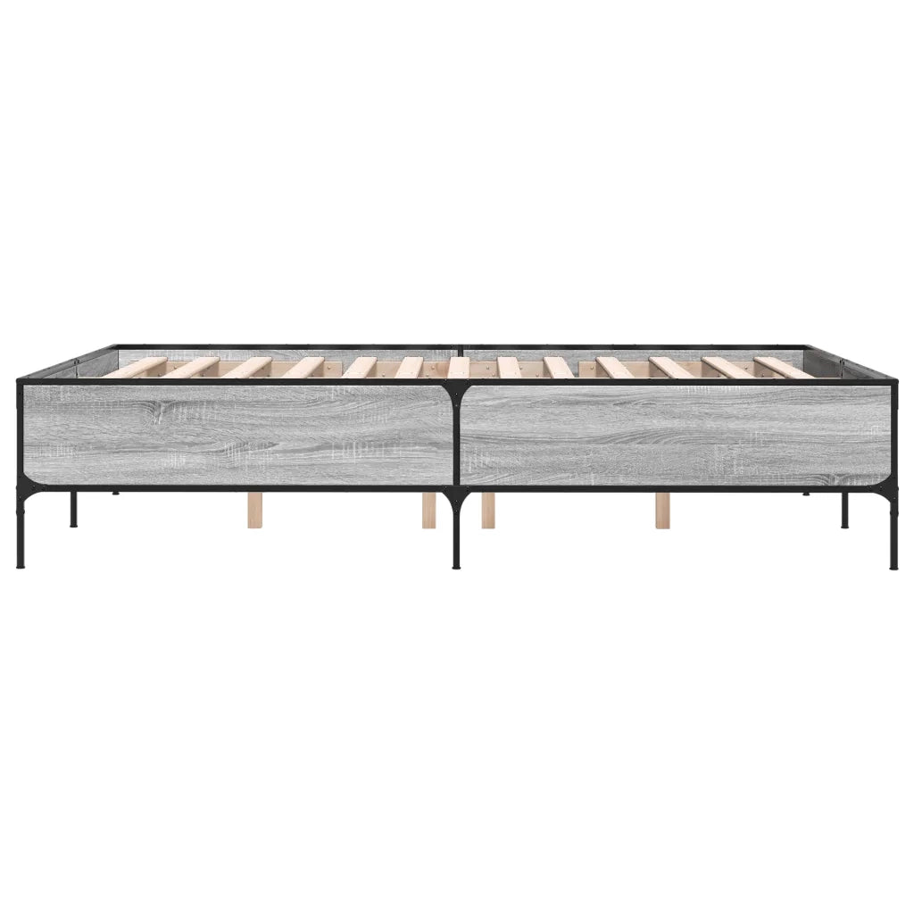 Letto matrimoniale | Letto per adulti | Giroletto Grigio Sonoma 140x190 cm in Legno Multistrato Metallo