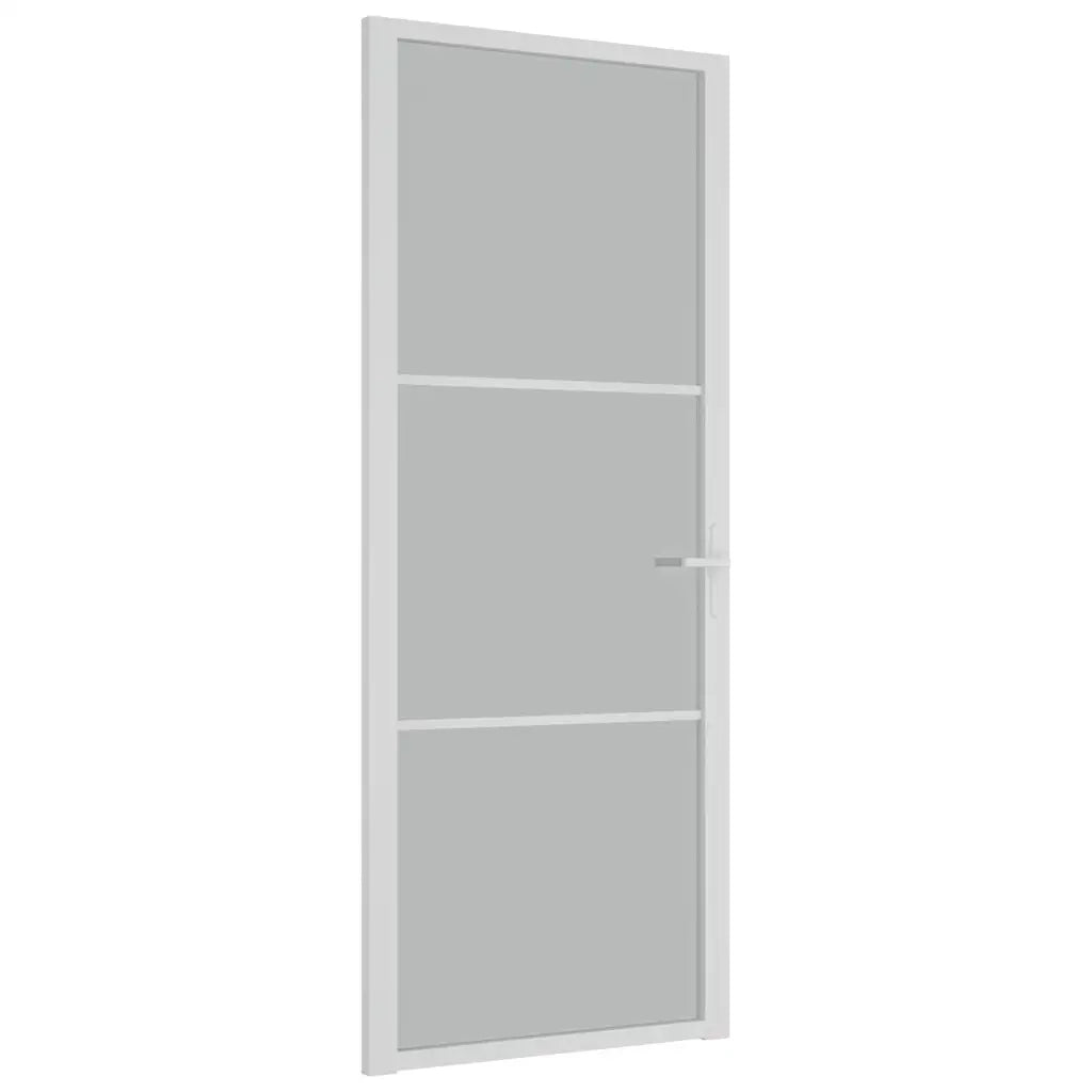 Porta Interna 83x201,5 cm Bianco Opaco Vetro e Alluminio