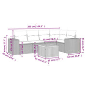 Set Divano da Giardino 6 pz con Cuscini Beige in Polyrattan