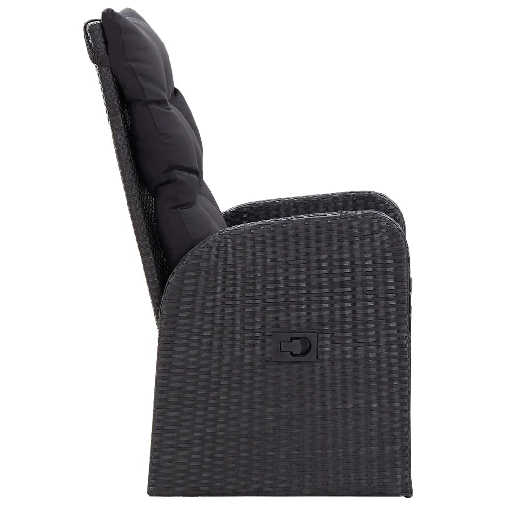 Set da Pranzo da Giardino 3 pz | Set Salotto da Giardino con Cuscini Nero