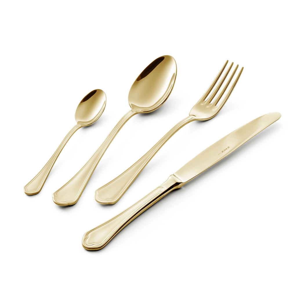 Servizio Set di Posate 24 Pezzi in Acciaio 18/10 PVD Eme Domus Gold