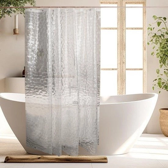 Douchegordino 180x200 cm - Impermeabile EVA - Antimuffa - Anelli per douchegordino - Tenda bagno - 3 Magnetismi con peso