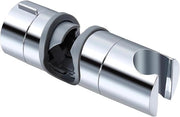 Douchehouder universale per doccia, regolabile, girevole 360 gradi per barra di doccia da 18-25 mm di diametro esterno, in ABS-grado plastico, finitura cromata.