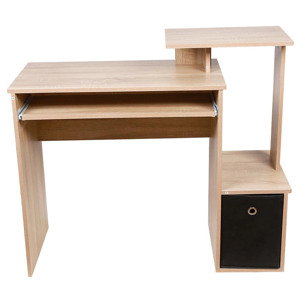 Scrivania Porta Pc con Cassetto in Tessuto Mensola Porta Tastiera 100cm Quercia