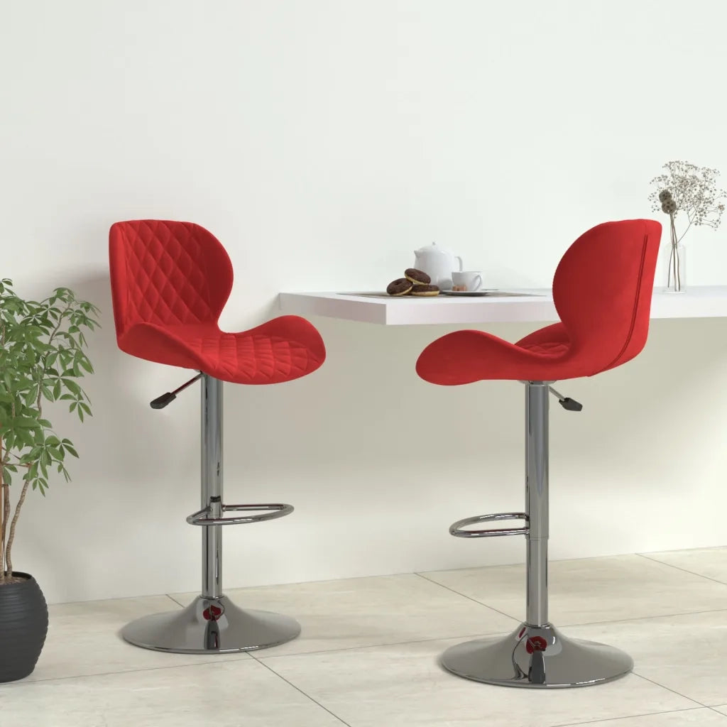 Sgabelli da Bar 2 pz Rosso Vino in Velluto 334917