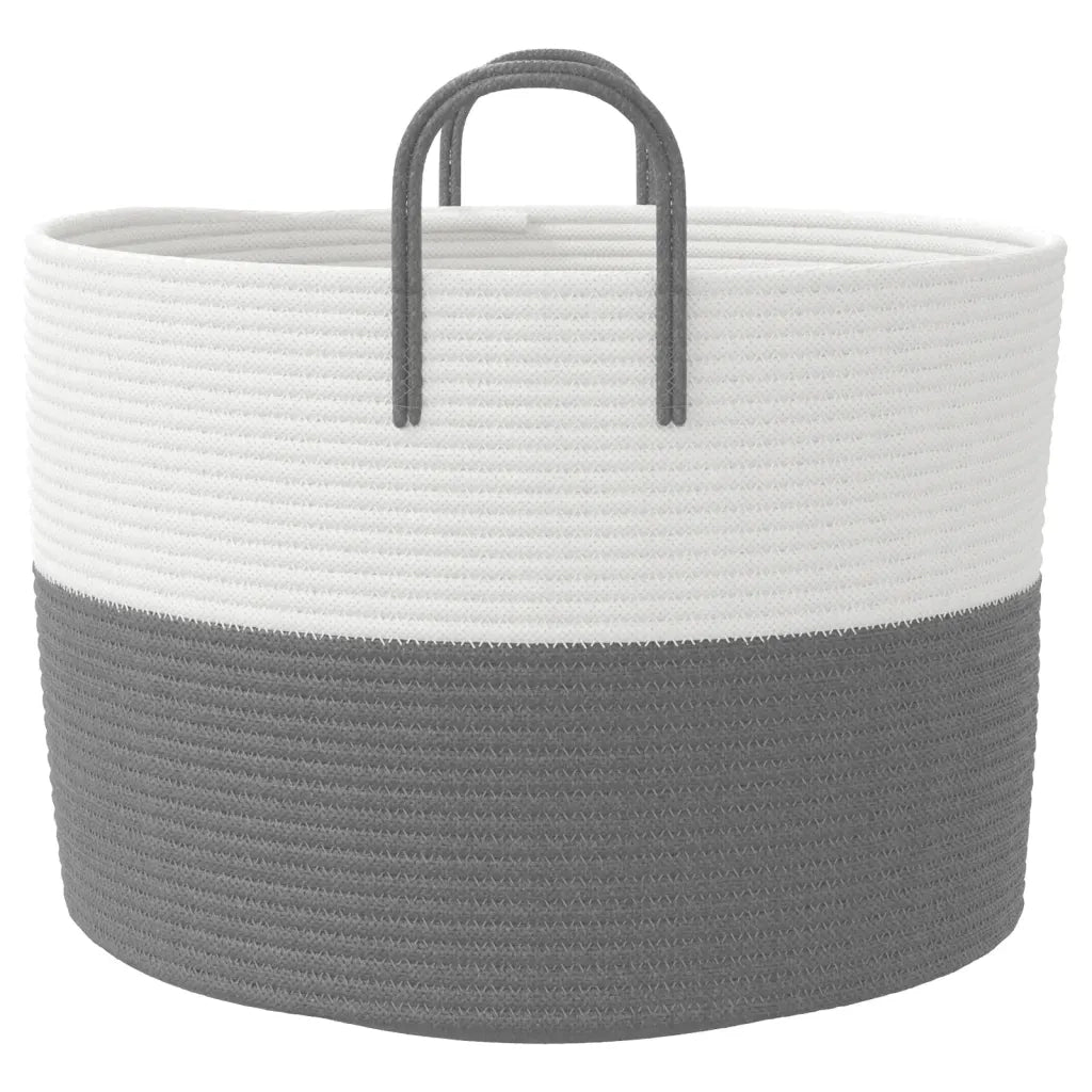 Cestino Portaoggetti Grigio e Bianco ?51x33 cm in Cotone CFW1111186