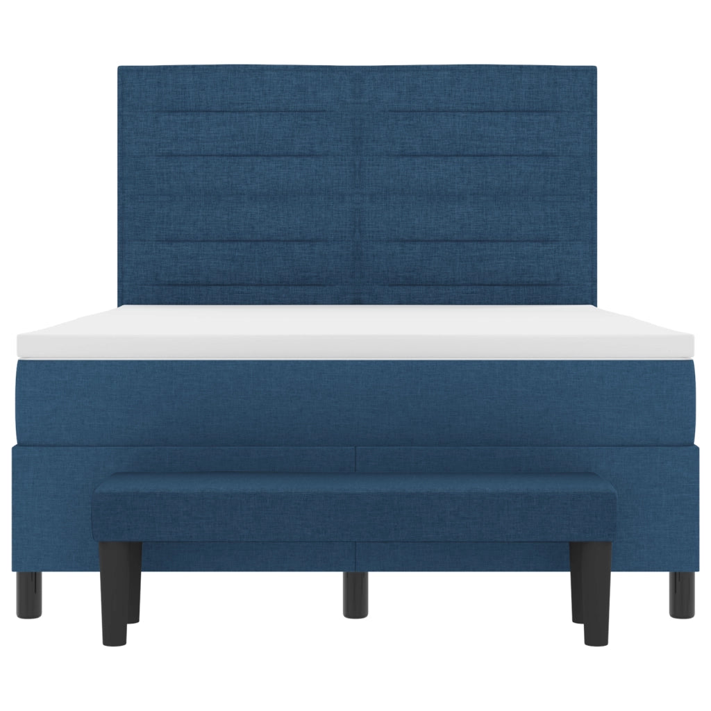 Letto a Rete con Materasso & Panchina Blu 140x190 cm Tessuto