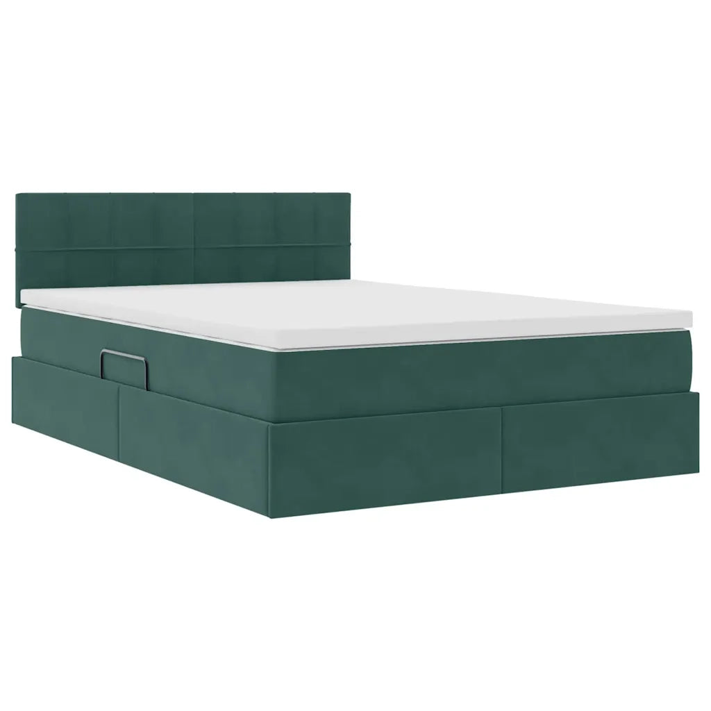 Letto con Contenitore Verde Scuro 140 x 200 cm Velluto 3370764