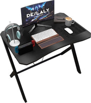 Scrivania da Gioco 35 Pollici 90 CM di Larghezza Tavolo da Gioco con Superficie in Fibra di Carbonio Scrivania Gamer con Piatto Monitor Scrivania di Studio con Postazione di Lavoro per PC in Acciaio in Acciaio con Pedane Angolari in Rosso