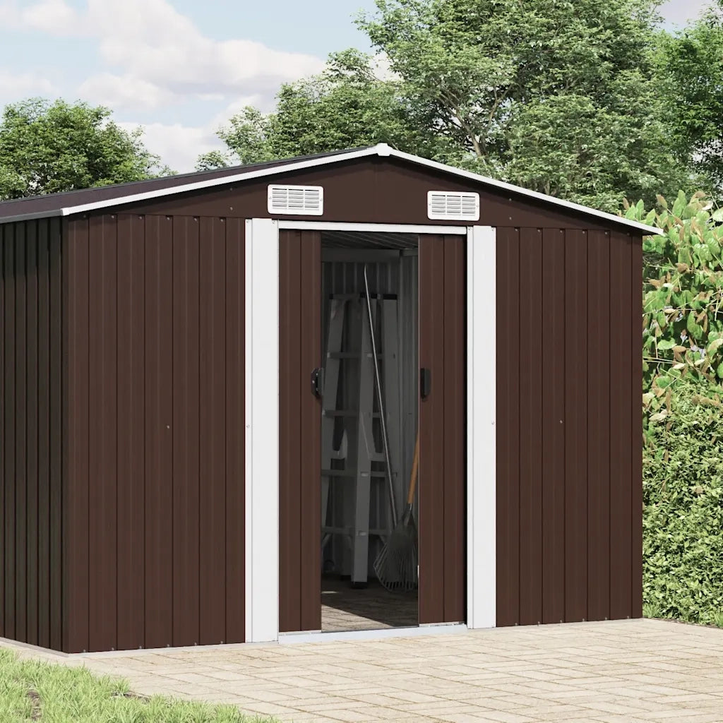Capanno da Giardino Marrone 257x779x181cm in Acciaio Zincato 47035