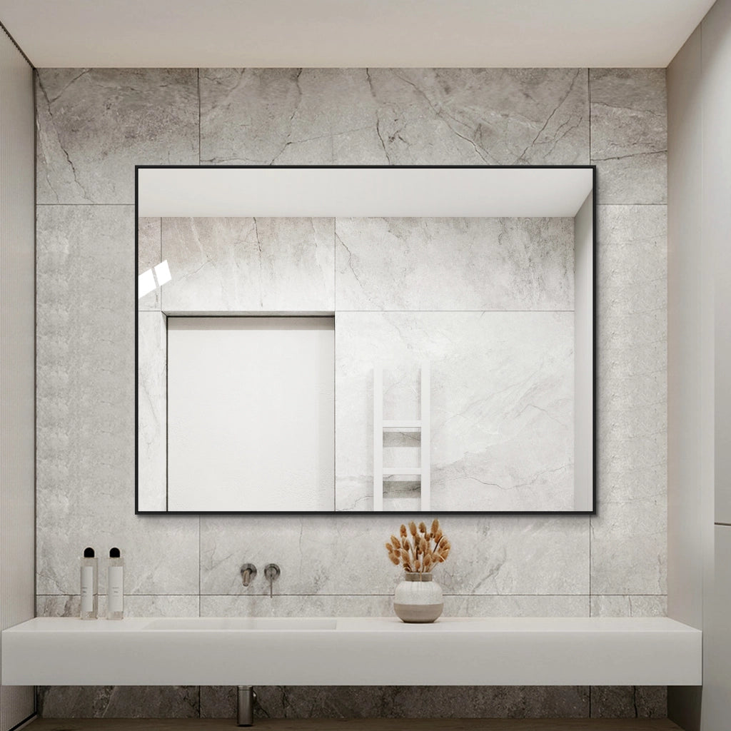 Specchio bagno 60x80 cornice in alluminio nero specchio da parete hd