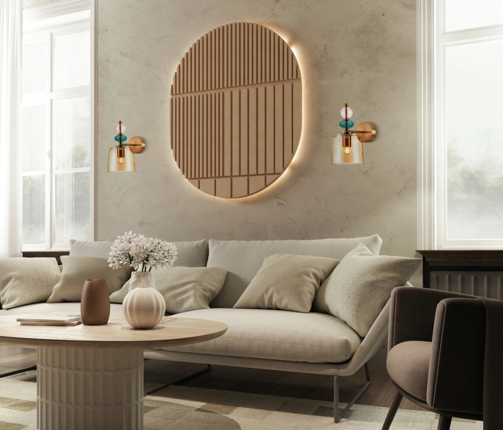 Applique decorativa NAMOS Italux ottone vetro ambra E27 40W