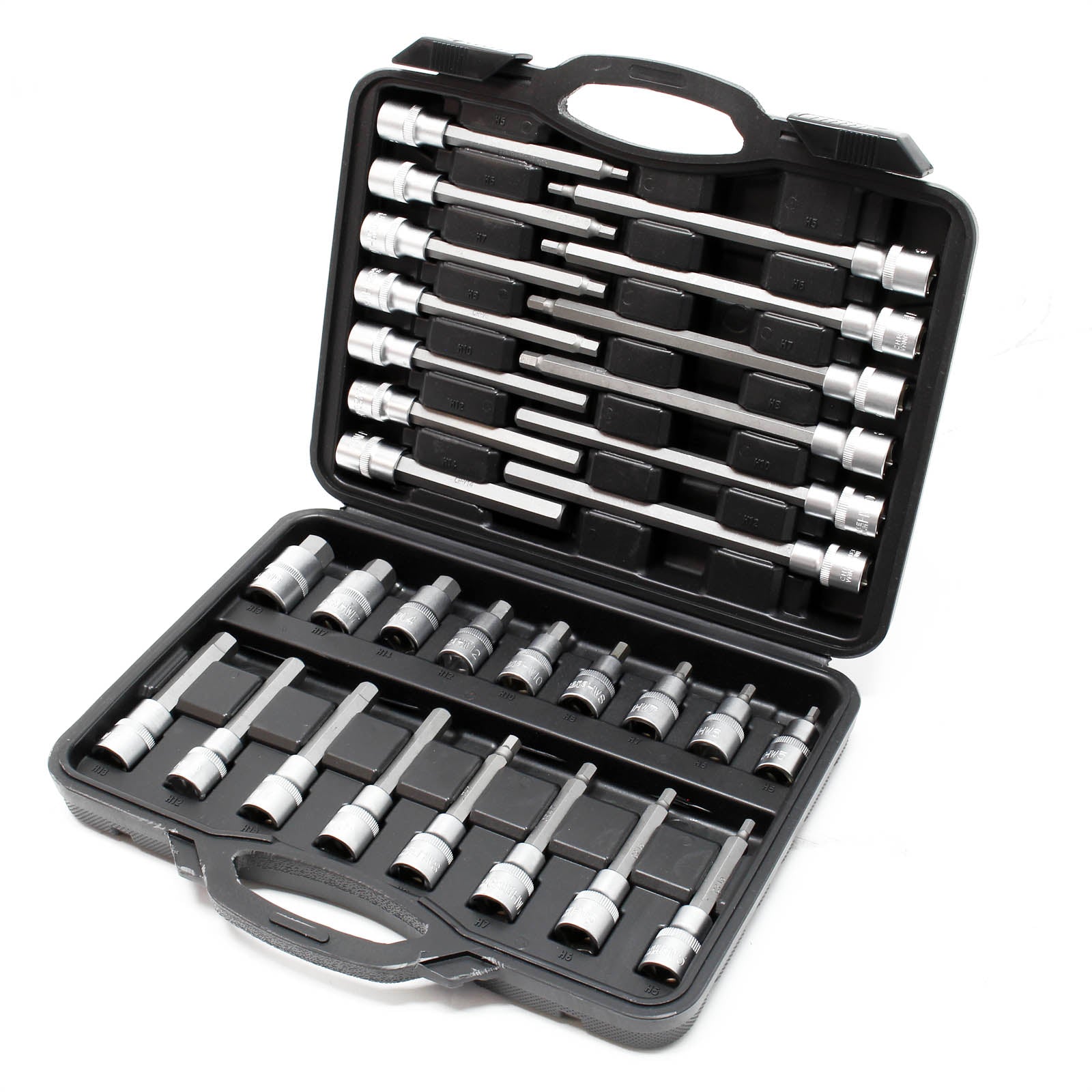 Set chiavi a bussola 88 pz. con esagono cavo, multidente interno e esagono incassato in 3 valigette