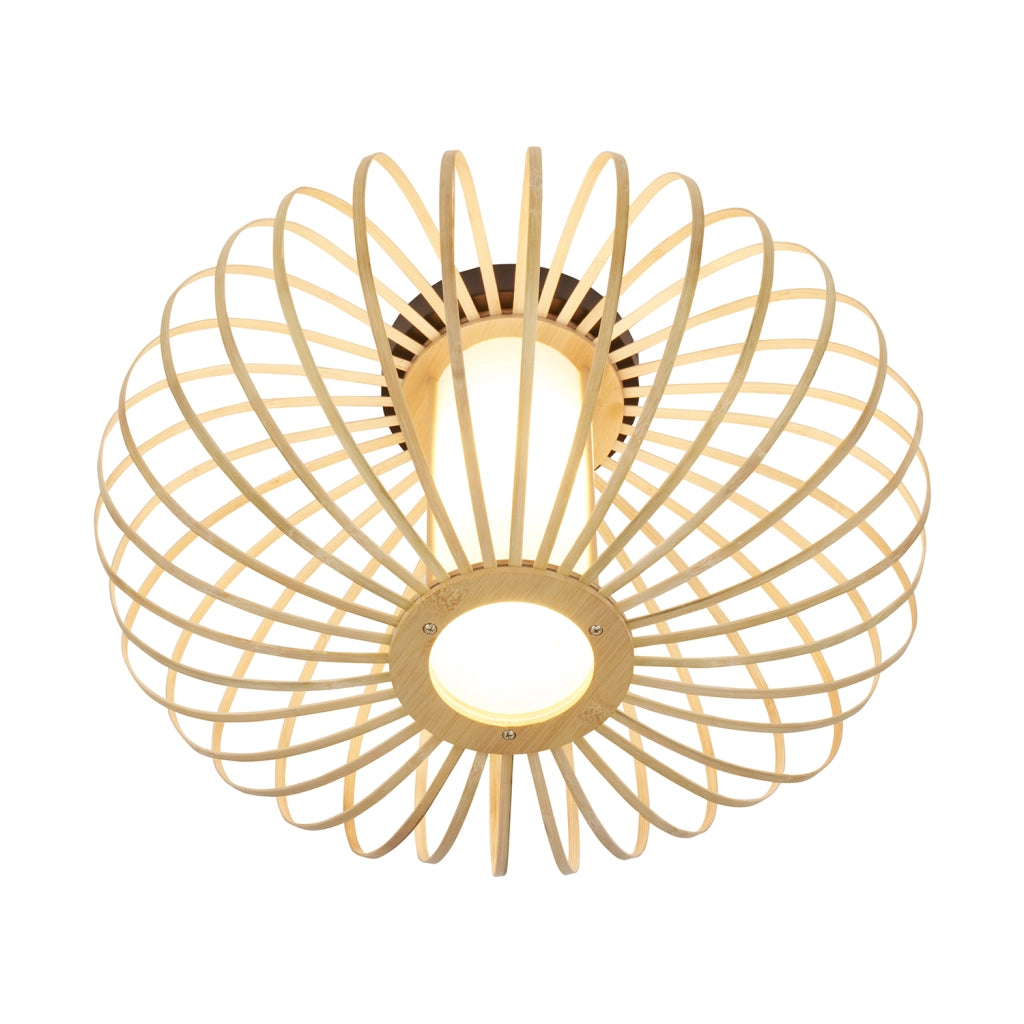 Plafoniera Nordico Bambo Metallo Nero 1 Luce E27
