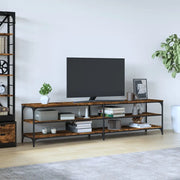 Mobile TV Rovere Fumo 200x30x50 cm Legno Multistrato e Metallo 826761
