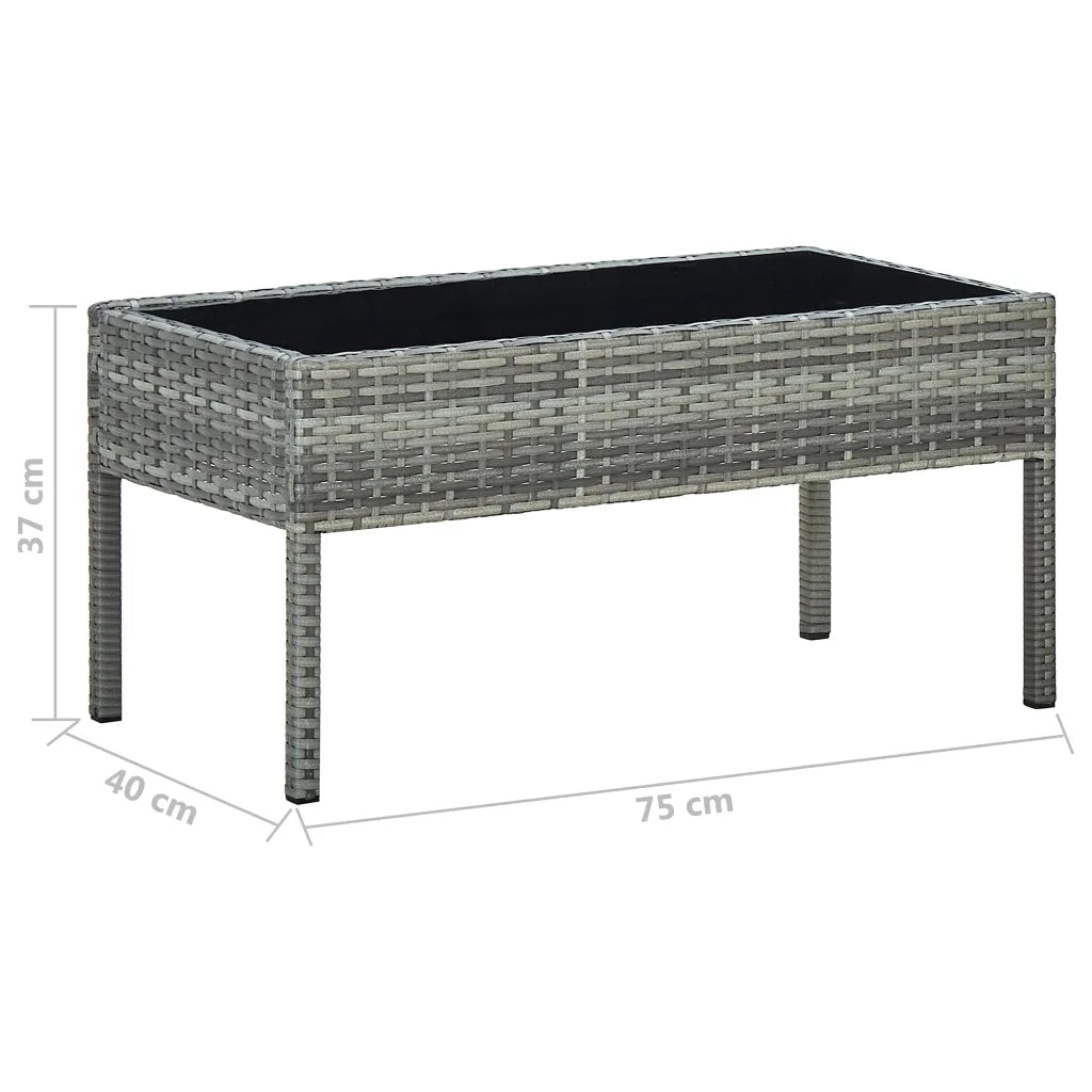 Tavolo da Giardino Grigio 75x40x37 cm in Polyrattan 45905
