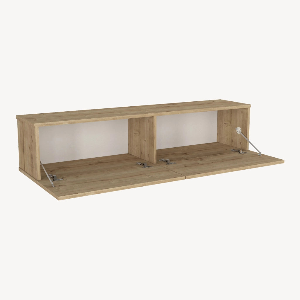 Mobile TV da Parete Nolven con 2 Ante a Ribalta 135 x 32 x 30 cm - Effetto Rovere [en.casa]