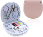 Kit di cucito per viaggi minimale - set di pronto soccorso per DIY portatile - contenitore in plastica - adatto per principianti - set di riparazioni di emergenza con filo, forbici e ago