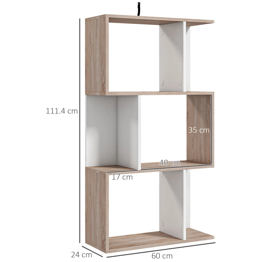 Libreria di Design Scaffale Ufficio Legno Moderna 3 Ripiani 60 ¡Á 24 ¡Á 111.4cm