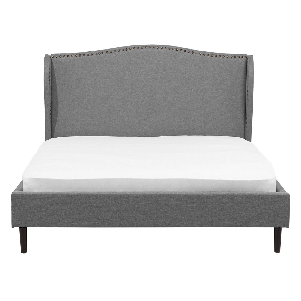 Letto Imbottito Velluto Grigio a Doghe Testiera Trapuntata 140 x 200 cm matrimoniale tradizionale