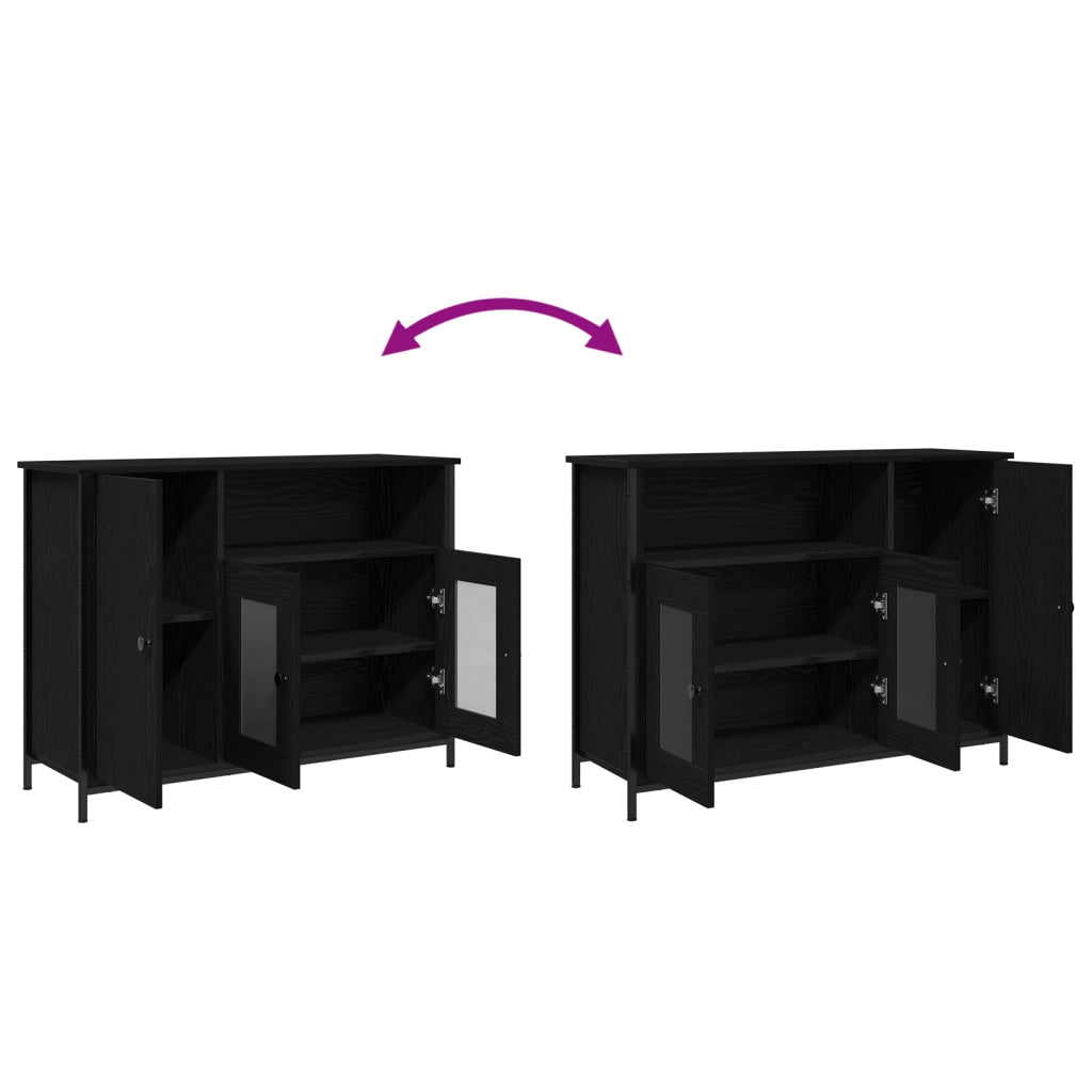 Credenza Nera in Rovere 100x35x75 cm in Legno Ingegnerizzato