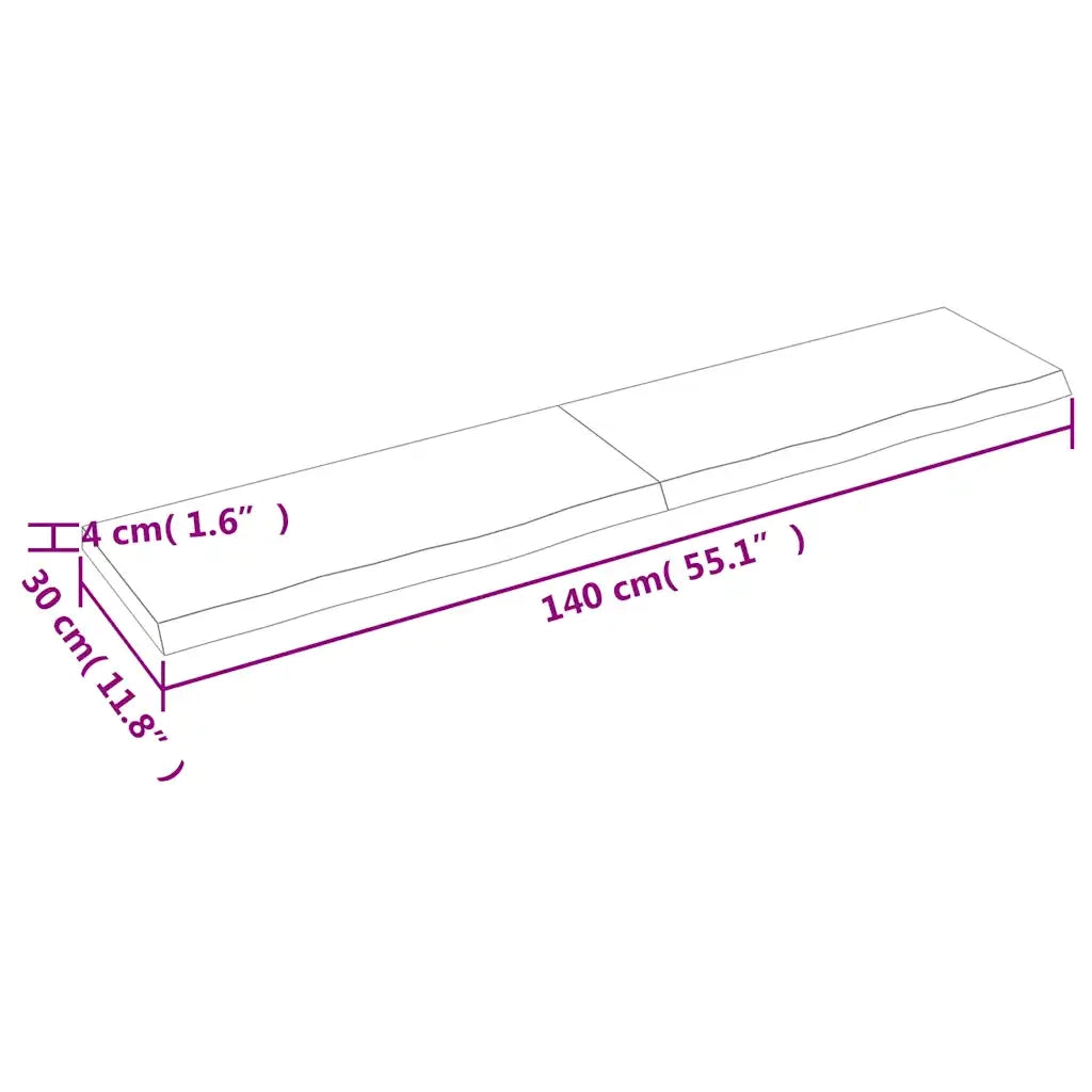 vidaXL Ripiano Muro Marrone 140x30x(2-4) cm Massello Rovere Trattato