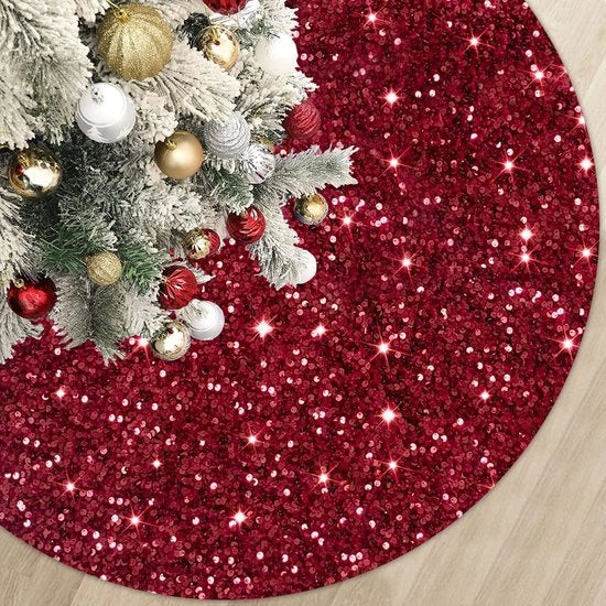 Abito da albero di Natale rosso, 122 cm mini abito da albero di Natale con pailletten, abito da albero di Natale, tappeto da albero di Natale lucido, abito da albero di Natale piccolo, tappeto da albero di Natale lucicante, decorazione di festa natalizia.