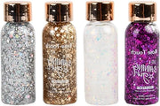 Set di glitter per corpo di 4 colori - 4 gel glitter per viso e capelli, trucco permanente per feste