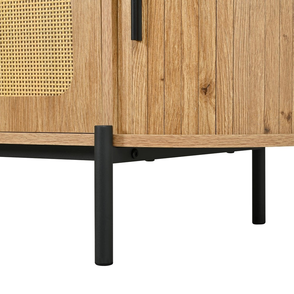 Set Tavolino da Salotto 3 Pezzi ¨C MINIMAL ¨C Legno, Metallo, Effetto Rattan