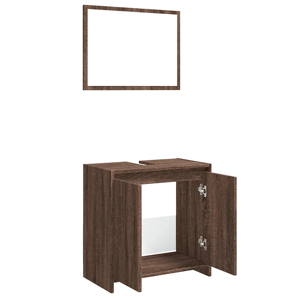 Set Mobili da Bagno | Armadio da bagno 2 pz Rovere Marrone in Legno Multistrato