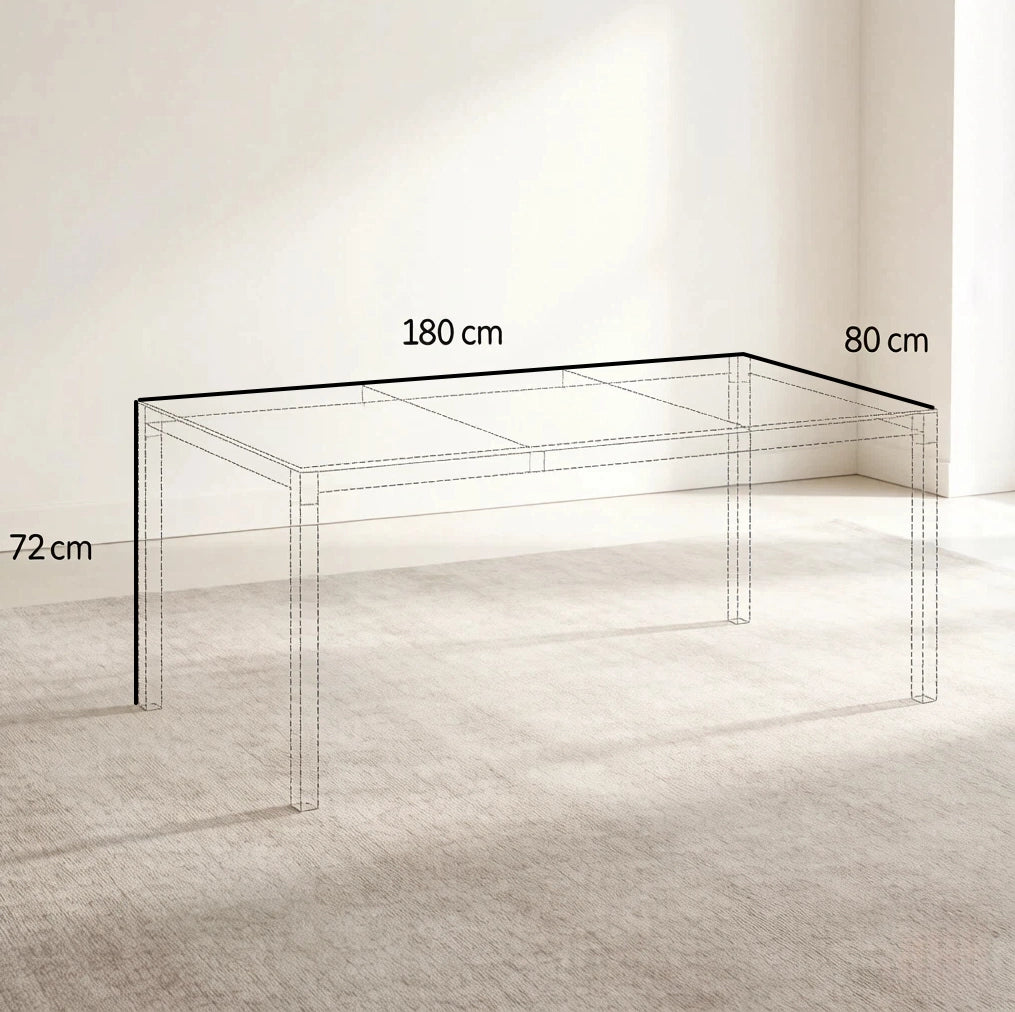 TAVOLO da pranzo da esterno 180x80x72 cm Alluminio Nero