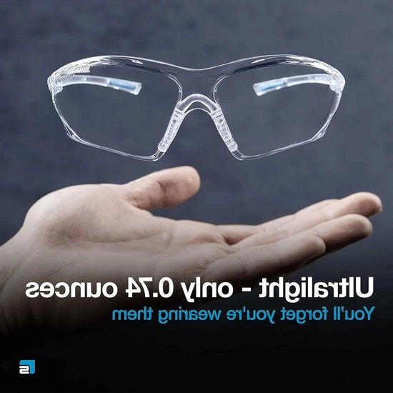 Visiera di sicurezza con illuminazione - 21 gram - Protezione laterale integrata - Anti-condensazione - Resistente alle abrasioni - Protezione UV - Uomo e donna