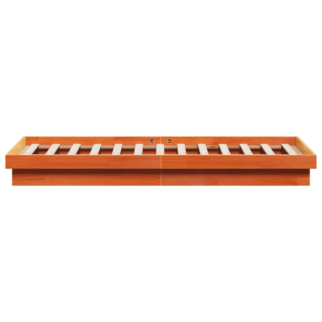 Giroletto Marrone Cera con LED-Struttura Letto 160x200 cm Legno Massello Pino