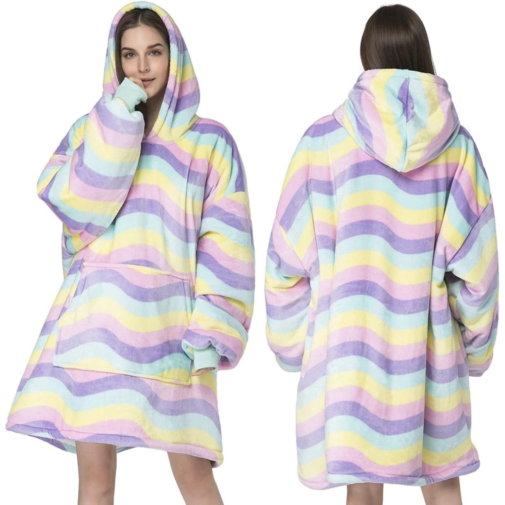 Trade Shop - Coperta Felpa Con Maniche Tasca E Cappuccio Comoda E Calda In Vari Colori Plaid -