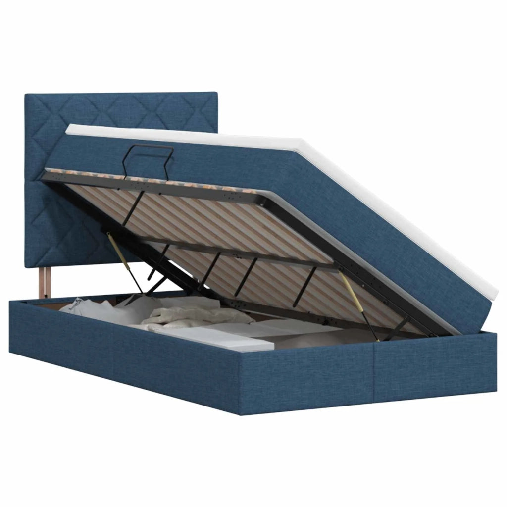 Letto con contenitore e materasso Blu 120 x 200 cm Tessuto 3459563
